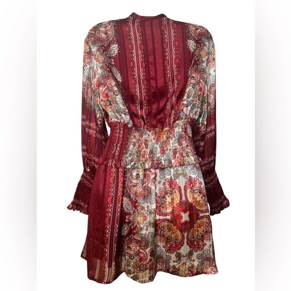 Aria Cove Printed Smocked Puff Sleeve Button Down Dress - Picture 8 of 12